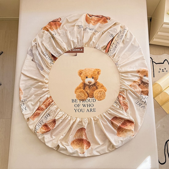 91家纺网 家纺一手货源 找家纺 2023年新款全棉印花单品系列-单床笠 泰迪熊