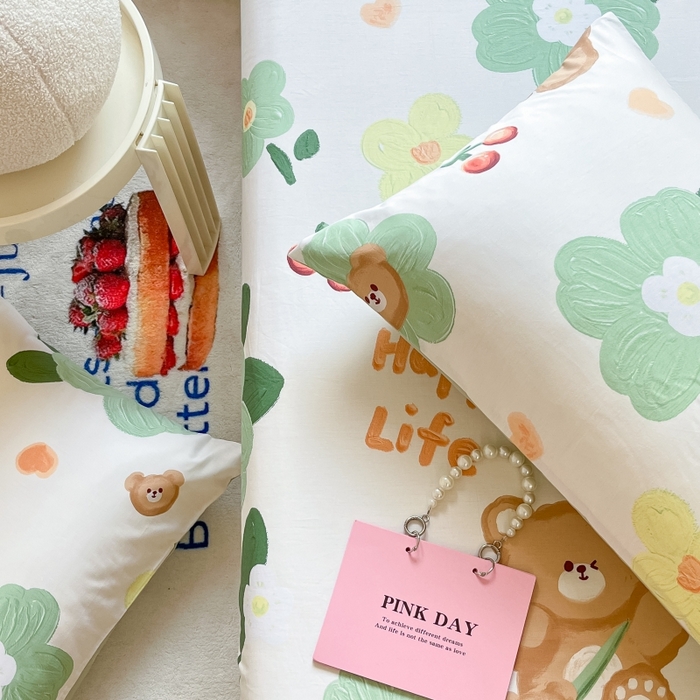 91家纺网 家纺一手货源 找家纺 2023年新款全棉印花单品系列-单床笠 甜甜心事