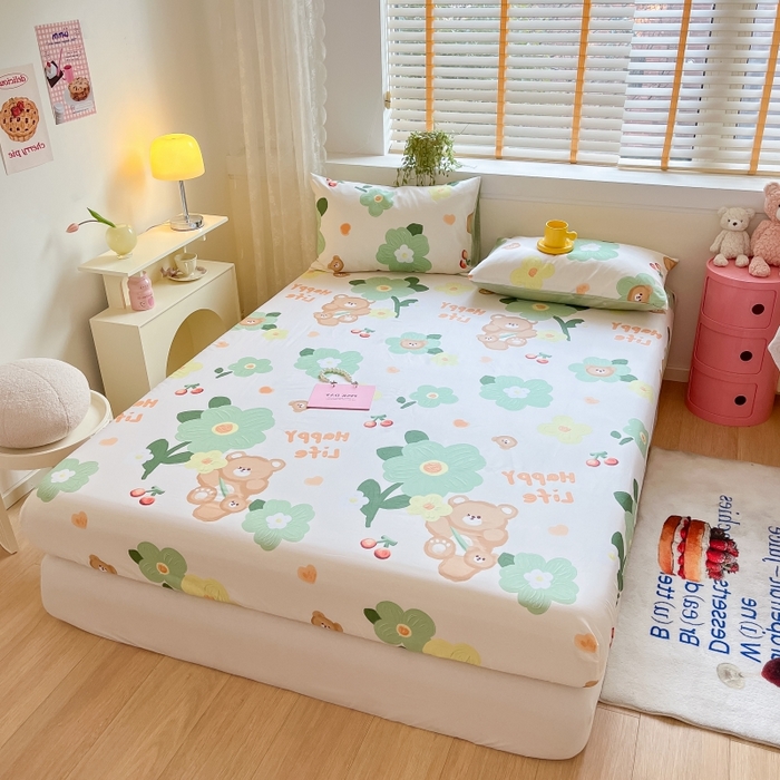 91家纺网 家纺一手货源 找家纺 2023年新款全棉印花单品系列-单床笠 甜甜心事