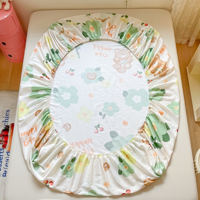 91家纺网 家纺一手货源 找家纺 2023年新款全棉印花单品系列-单床笠 甜甜心事