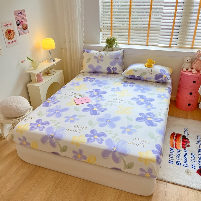 91家纺网 家纺一手货源 找家纺 2023年新款全棉印花单品系列-单床笠 微笑花