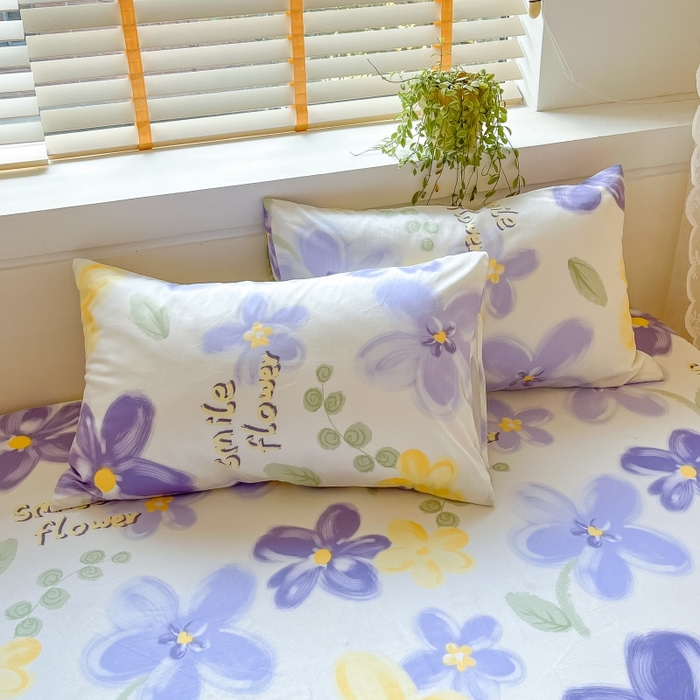 91家纺网 家纺一手货源 找家纺 2023年新款全棉印花单品系列-单床笠 微笑花