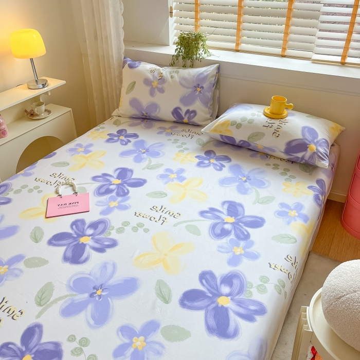 91家纺网 家纺一手货源 找家纺 2023年新款全棉印花单品系列-单床笠 微笑花