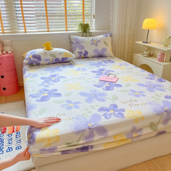 91家纺网 家纺一手货源 找家纺 2023年新款全棉印花单品系列-单床笠 微笑花