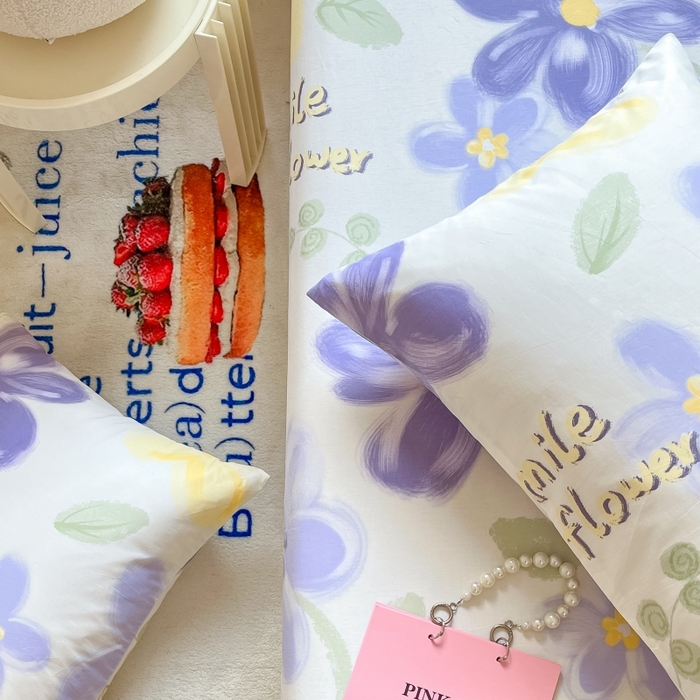 91家纺网 家纺一手货源 找家纺 2023年新款全棉印花单品系列-单床笠 微笑花