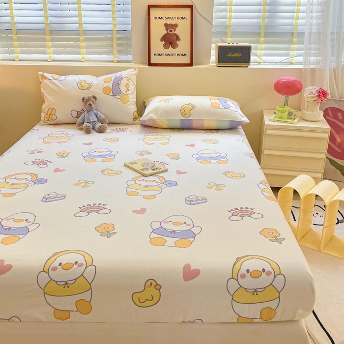 91家纺网 家纺一手货源 找家纺 2023年新款全棉印花单品系列-单床笠 鸭鸭乐园