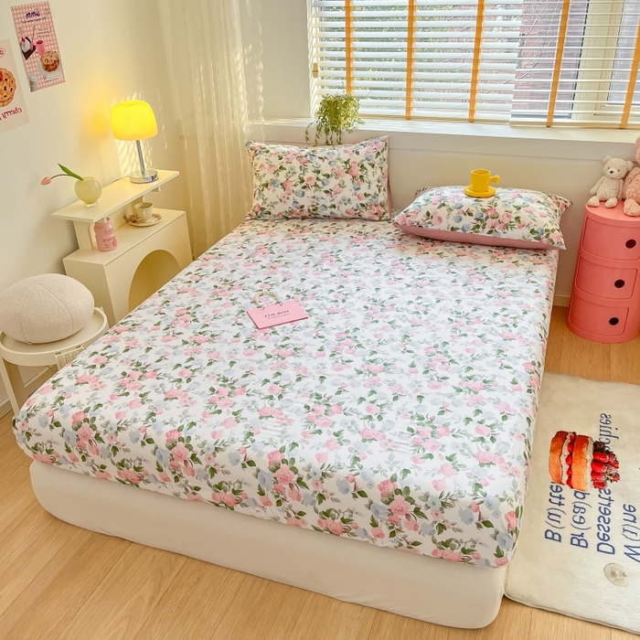 91家纺网 家纺一手货源 找家纺 2023年新款全棉印花单品系列-单床笠 优雅恋人