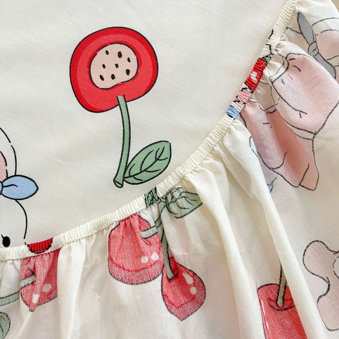 91家纺网 家纺一手货源 找家纺 2023年新款全棉印花单品系列-单床笠 樱桃兔