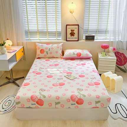 2023年新款全棉印花单品系列-单床笠 樱桃小丸子