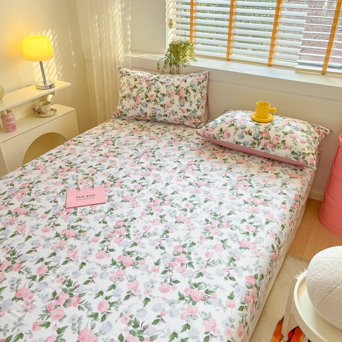 91家纺网 家纺一手货源 找家纺 2023年新款全棉印花单品系列-单床笠 优雅恋人