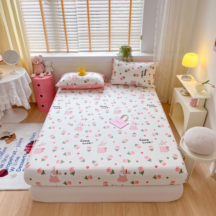 91家纺网 家纺一手货源 找家纺 2023年新款全棉印花单品系列-单床笠 雨沫