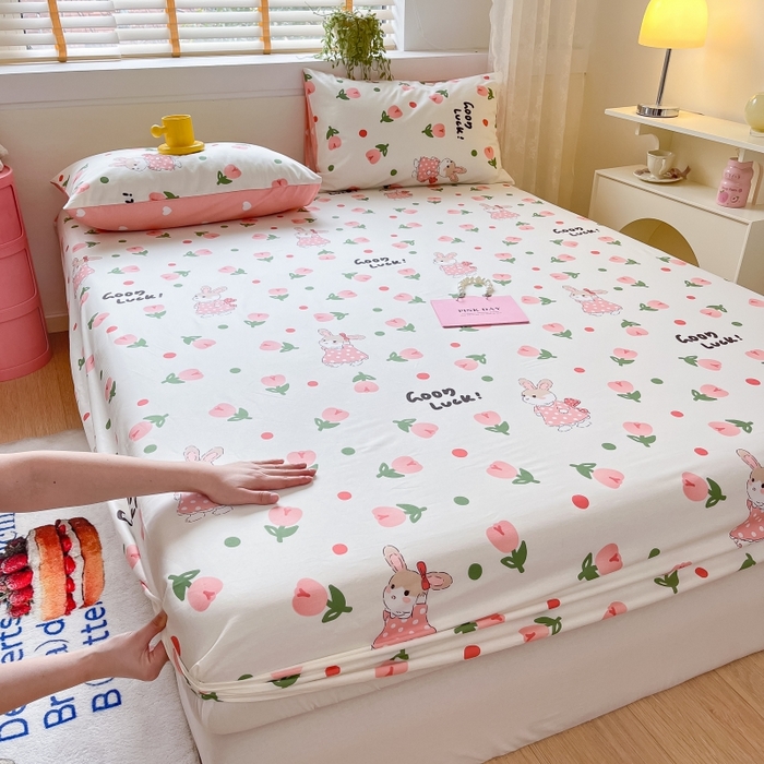 91家纺网 家纺一手货源 找家纺 2023年新款全棉印花单品系列-单床笠 雨沫