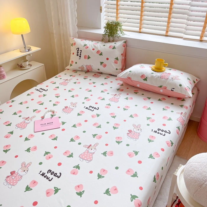 91家纺网 家纺一手货源 找家纺 2023年新款全棉印花单品系列-单床笠 雨沫