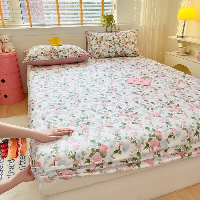 91家纺网 家纺一手货源 找家纺 2023年新款全棉印花单品系列-单床笠 优雅恋人