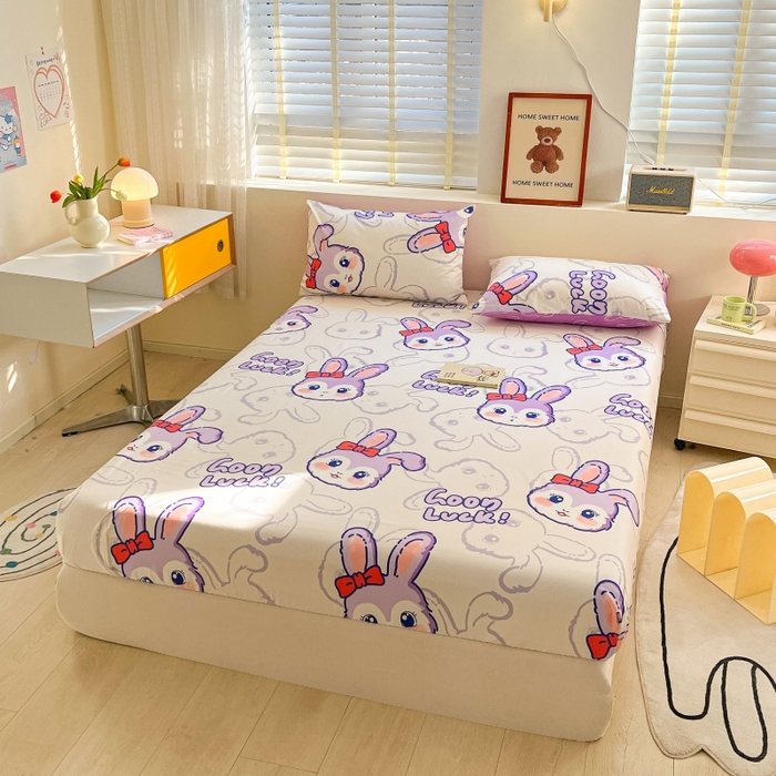 91家纺网 家纺一手货源 找家纺 2023年新款全棉印花单品系列-单床笠 紫婼