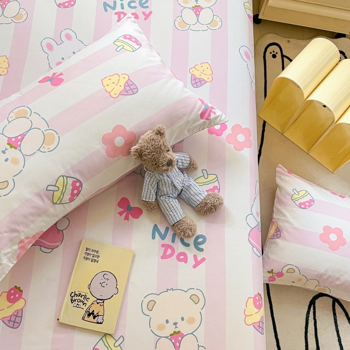 91家纺网 家纺一手货源 找家纺 2023年新款全棉印花单品系列-单床笠 元气小兔