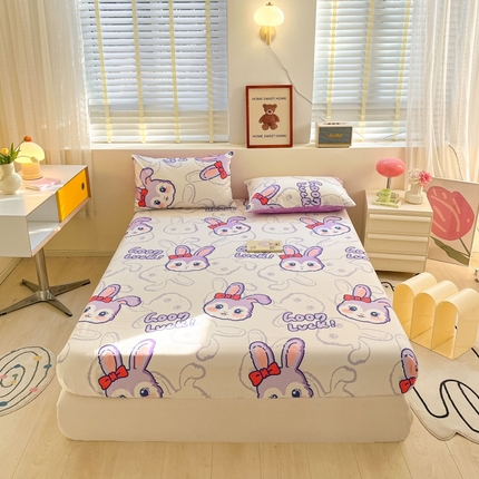 2023年新款全棉印花单品系列-单床笠 紫婼