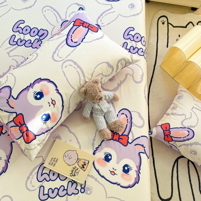 91家纺网 家纺一手货源 找家纺 2023年新款全棉印花单品系列-单床笠 紫婼