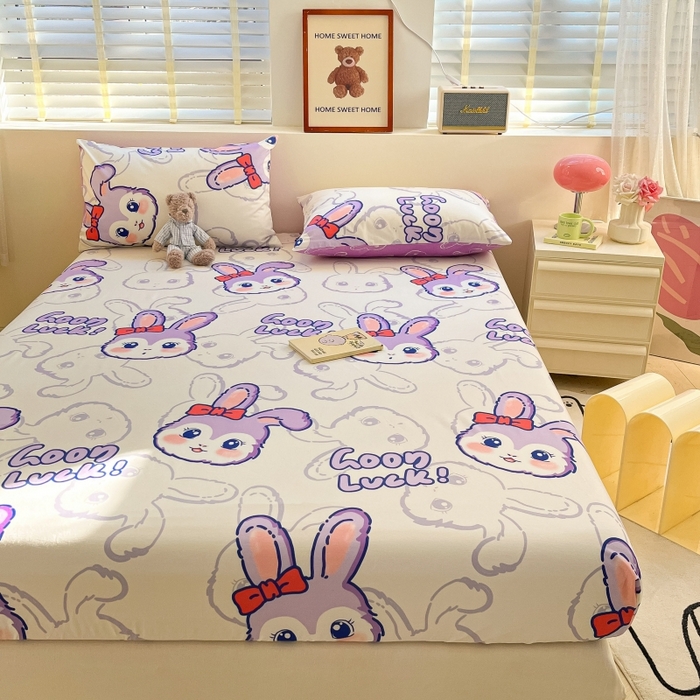 91家纺网 家纺一手货源 找家纺 2023年新款全棉印花单品系列-单床笠 紫婼