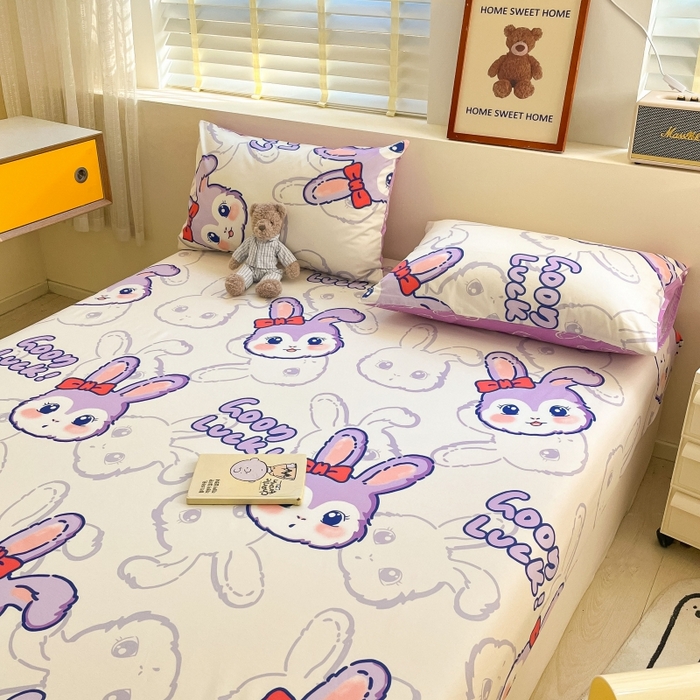 91家纺网 家纺一手货源 找家纺 2023年新款全棉印花单品系列-单床笠 紫婼