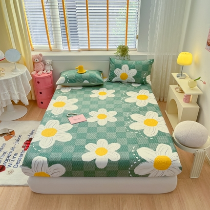 91家纺网 家纺一手货源 找家纺 2023年新款全棉印花单品系列-单床笠 青涩花朵