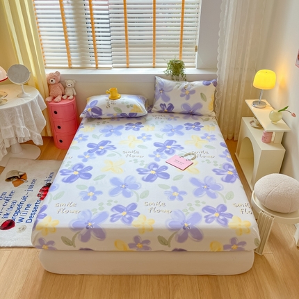 91家纺网 家纺一手货源 找家纺 2023年新款全棉印花单品系列-单床笠 微笑花