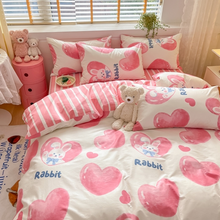 91家纺网 家纺一手货源 找家纺 蓝邻 2023年新款全棉印花单品系列-单被套 快乐兔