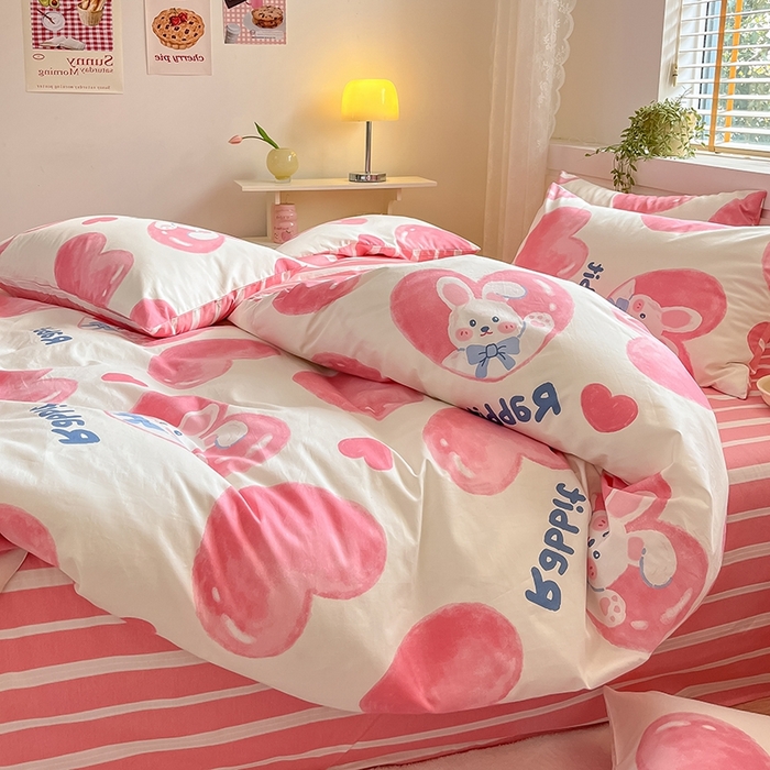 91家纺网 家纺一手货源 找家纺 蓝邻 2023年新款全棉印花单品系列-单被套 快乐兔