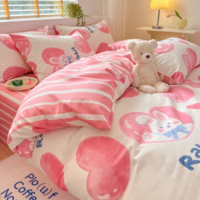 91家纺网 家纺一手货源 找家纺 蓝邻 2023年新款全棉印花单品系列-单被套 快乐兔