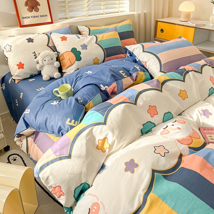 91家纺网 家纺一手货源 找家纺 蓝邻 2023年新款全棉印花单品系列-单被套 萌兔幻想