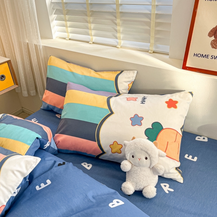 91家纺网 家纺一手货源 找家纺 蓝邻 2023年新款全棉印花单品系列-单被套 萌兔幻想