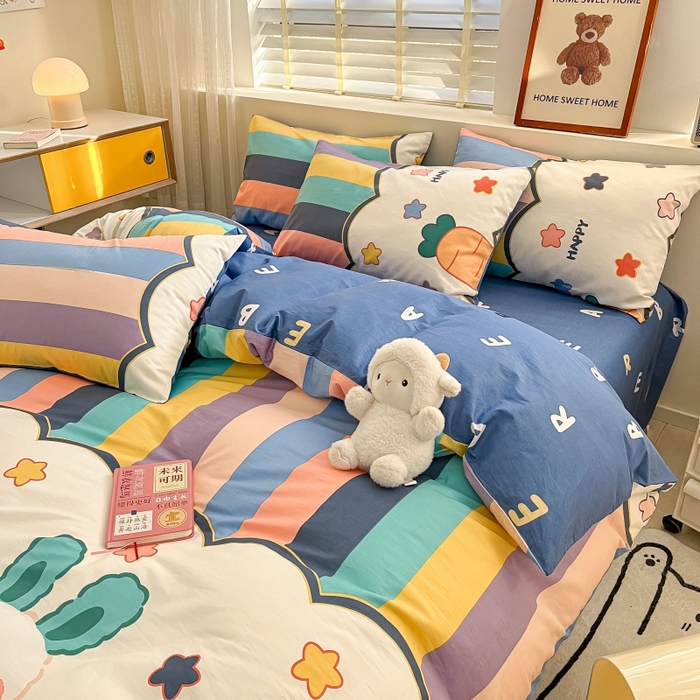 91家纺网 家纺一手货源 找家纺 蓝邻 2023年新款全棉印花单品系列-单被套 萌兔幻想