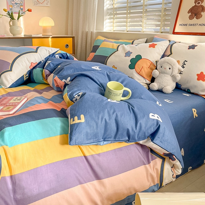 91家纺网 家纺一手货源 找家纺 蓝邻 2023年新款全棉印花单品系列-单被套 萌兔幻想