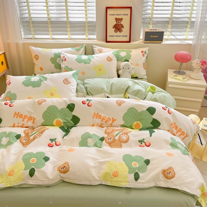 91家纺网 家纺一手货源 找家纺 蓝邻 2023年新款全棉印花单品系列-单被套 甜甜心事