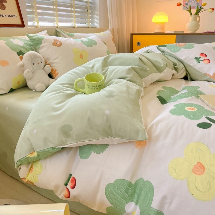 91家纺网 家纺一手货源 找家纺 蓝邻 2023年新款全棉印花单品系列-单被套 甜甜心事