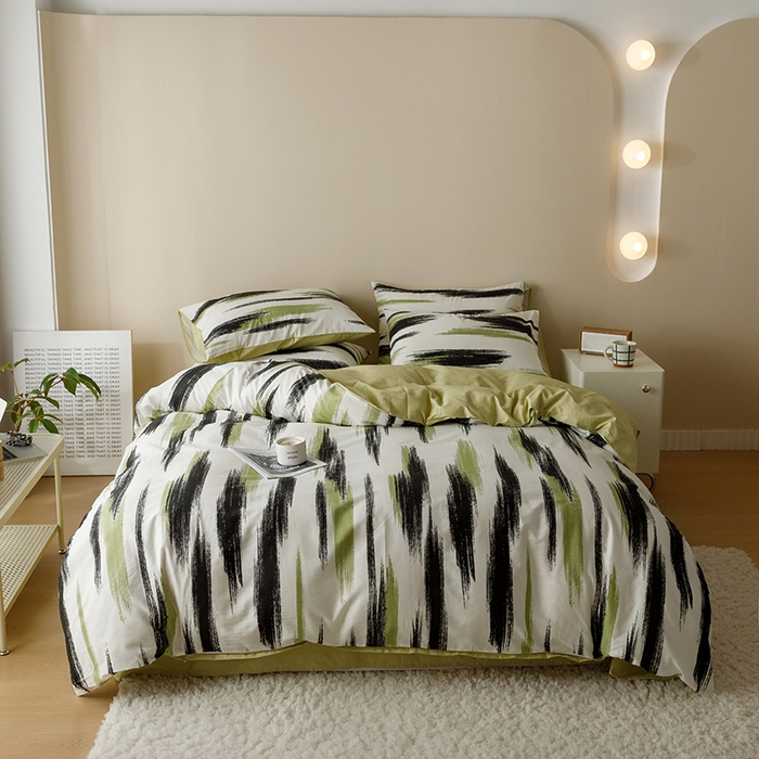 91家纺网 家纺一手货源 找家纺 蓝邻 2023年新款全棉印花单品系列-单被套 幸运线条