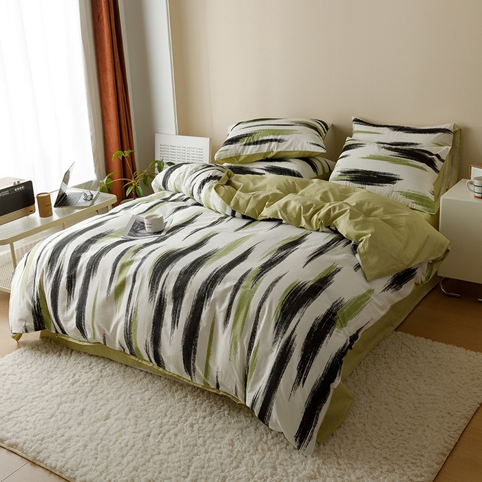 91家纺网 家纺一手货源 找家纺 蓝邻 2023年新款全棉印花单品系列-单被套 幸运线条