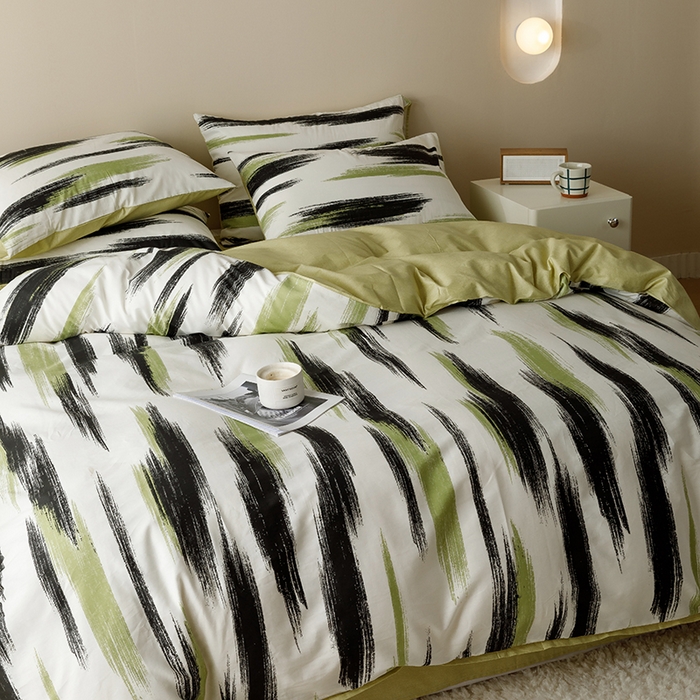 91家纺网 家纺一手货源 找家纺 蓝邻 2023年新款全棉印花单品系列-单被套 幸运线条