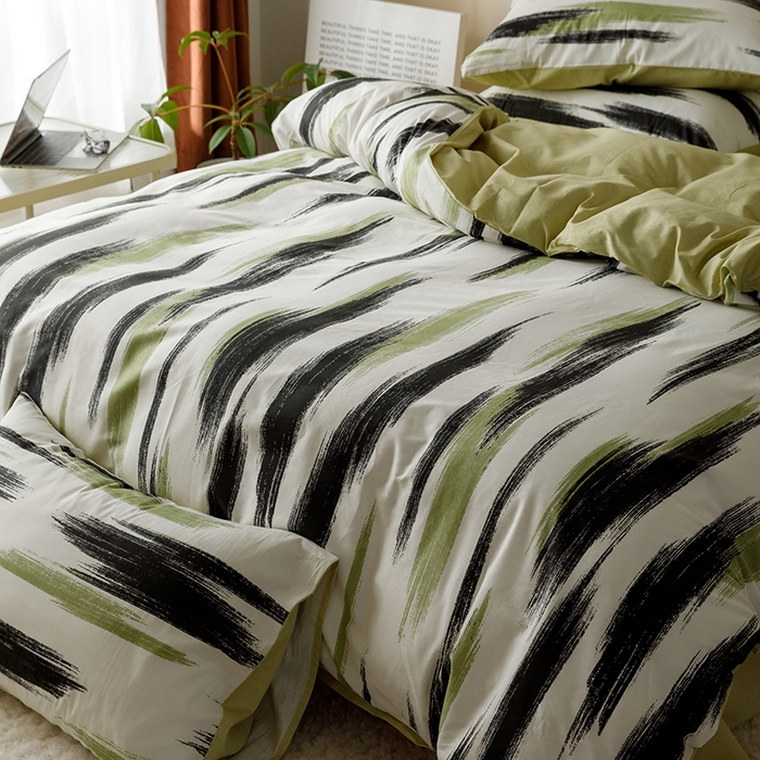 91家纺网 家纺一手货源 找家纺 蓝邻 2023年新款全棉印花单品系列-单被套 幸运线条