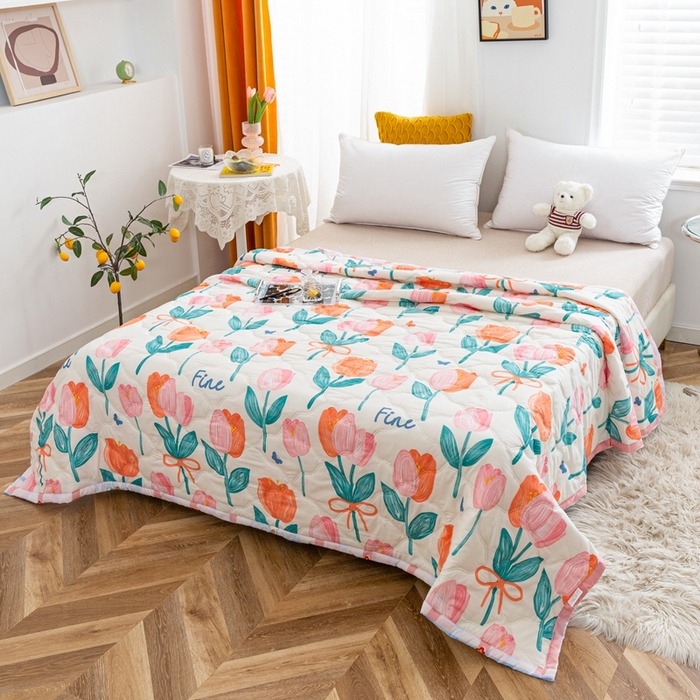 91家纺网 家纺一手货源 找家纺 爱派 2023新款亲肤棉夏被夏凉被空调被被子被芯 郁金香