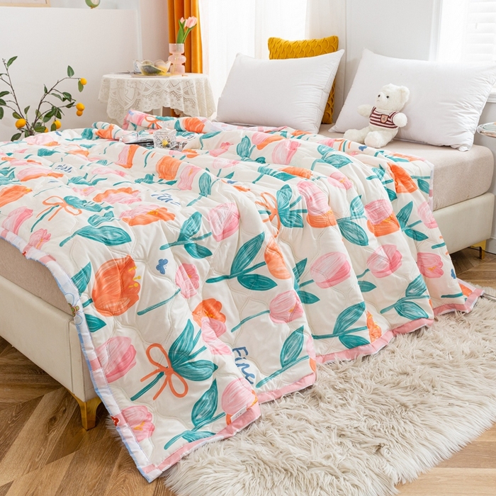 91家纺网 家纺一手货源 找家纺 爱派 2023新款亲肤棉夏被夏凉被空调被被子被芯 郁金香