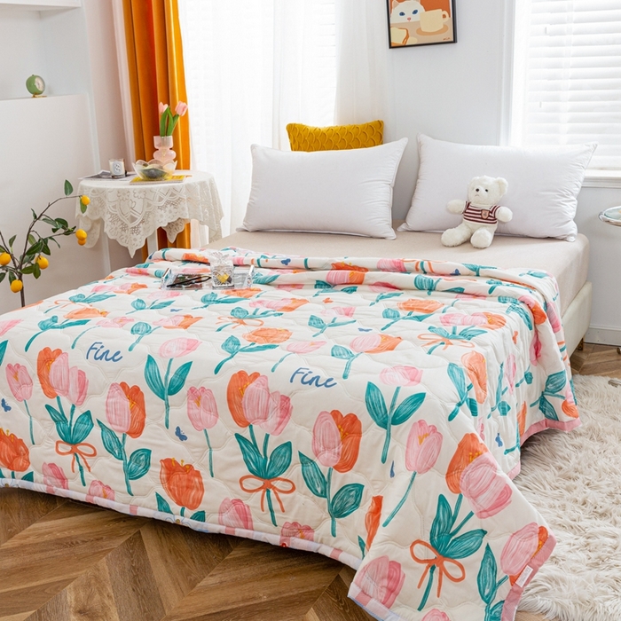 91家纺网 家纺一手货源 找家纺 爱派 2023新款亲肤棉夏被夏凉被空调被被子被芯 郁金香