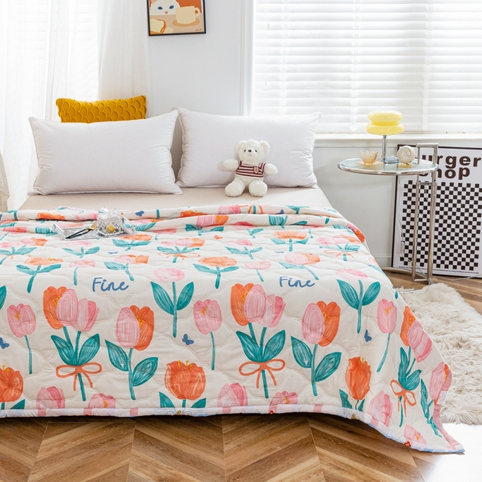 91家纺网 家纺一手货源 找家纺 爱派 2023新款亲肤棉夏被夏凉被空调被被子被芯 郁金香