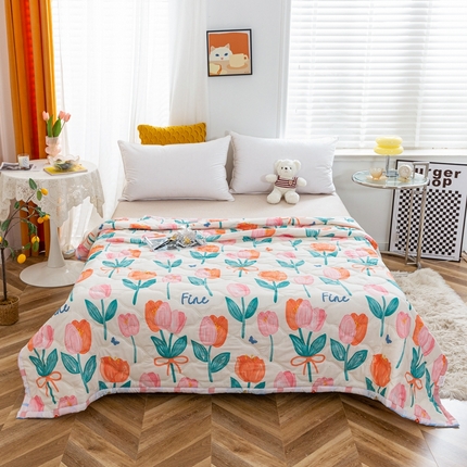 91家纺网 家纺一手货源 找家纺 爱派 2023新款亲肤棉夏被夏凉被空调被被子被芯 郁金香