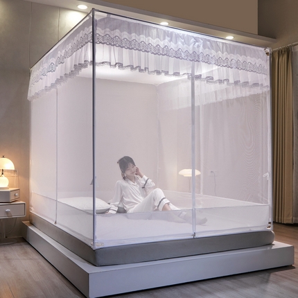 91家纺网 家纺一手货源 找家纺 （总）夏彩 新款 88553 蕾丝外穿杆烤漆坐床蚊帐