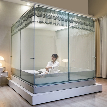 91家纺网 家纺一手货源 找家纺 （总）夏彩 新款 88553 蕾丝外穿杆烤漆坐床蚊帐