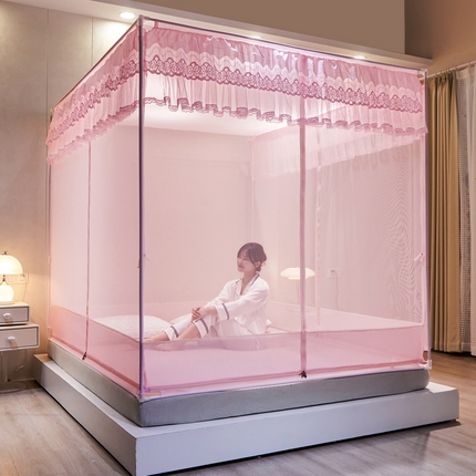 91家纺网 家纺一手货源 找家纺 （总）夏彩 新款 88553 蕾丝外穿杆烤漆坐床蚊帐