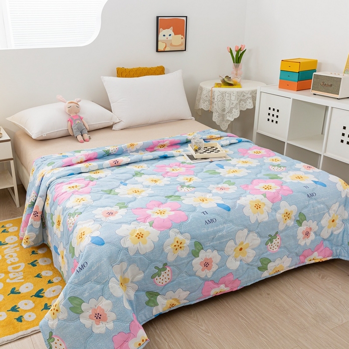 91家纺网 家纺一手货源 找家纺 爱派 2023新款磨毛超声波夏被夏凉被空调被被子被芯 花海