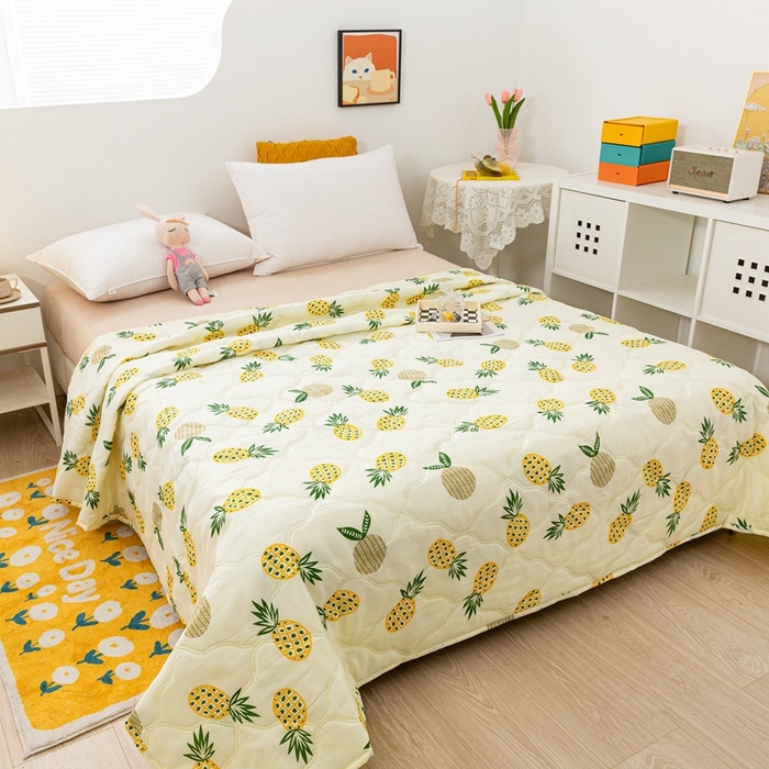 91家纺网 家纺一手货源 找家纺 爱派 2023新款磨毛超声波夏被夏凉被空调被被子被芯 黄菠萝