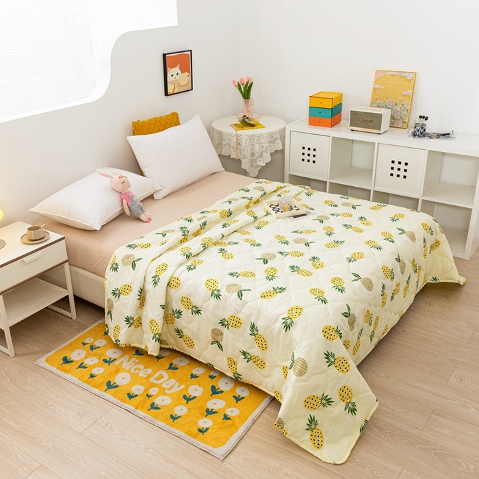 91家纺网 家纺一手货源 找家纺 爱派 2023新款磨毛超声波夏被夏凉被空调被被子被芯 黄菠萝